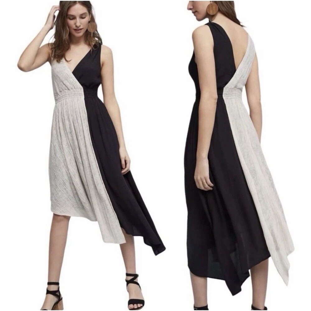 Anthropologie Elisabel Women's Asymmetrical Midi Dress By Maeve Sz. Medium